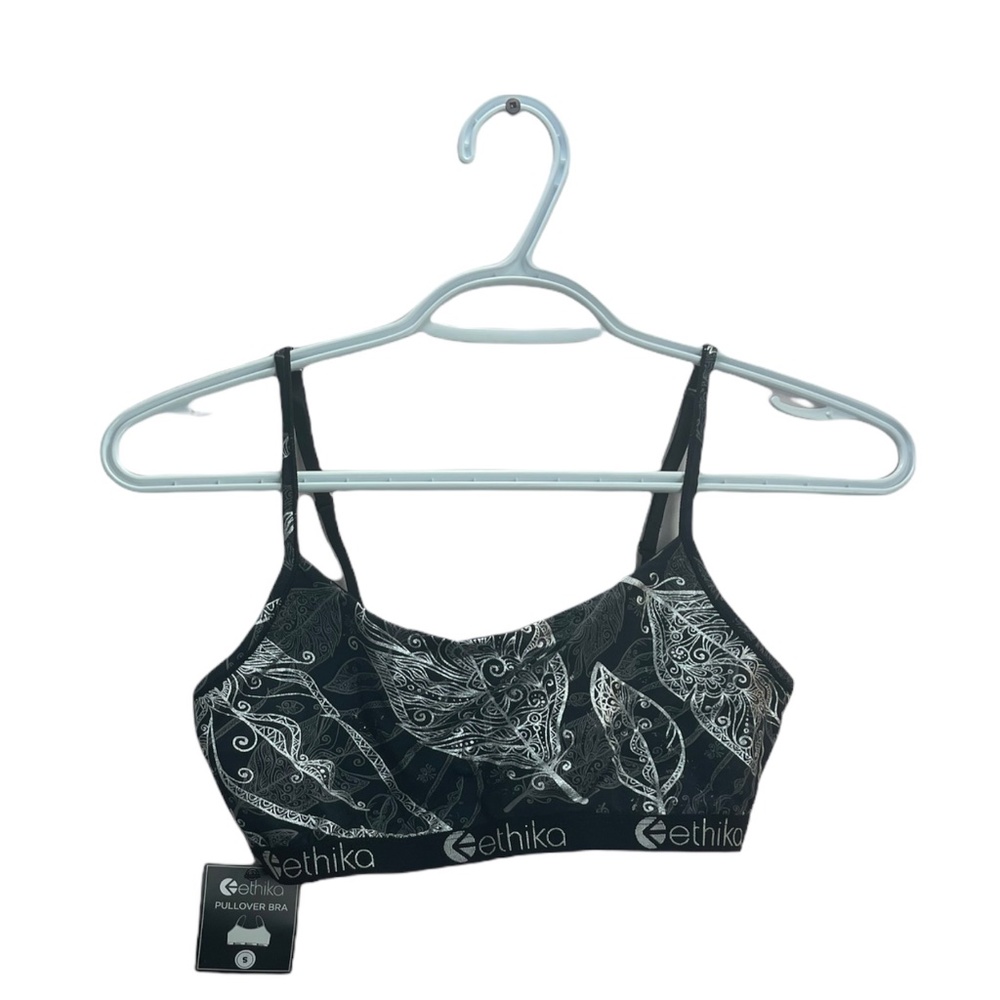 Ethika paisley print black bralette NWT